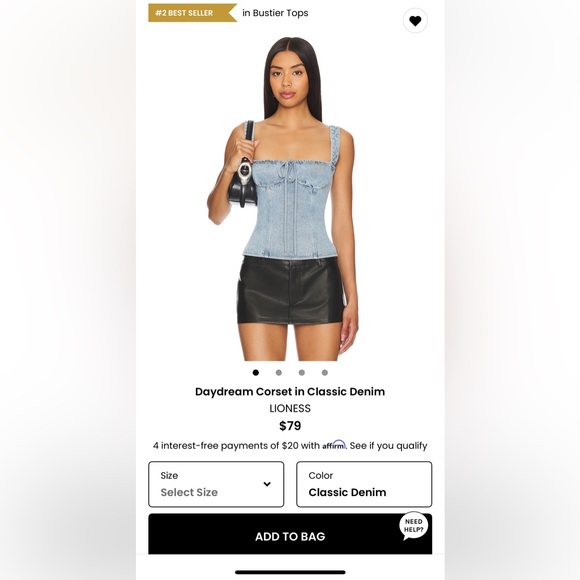 Lioness Denim Blue corset top - Picture 1 of 5